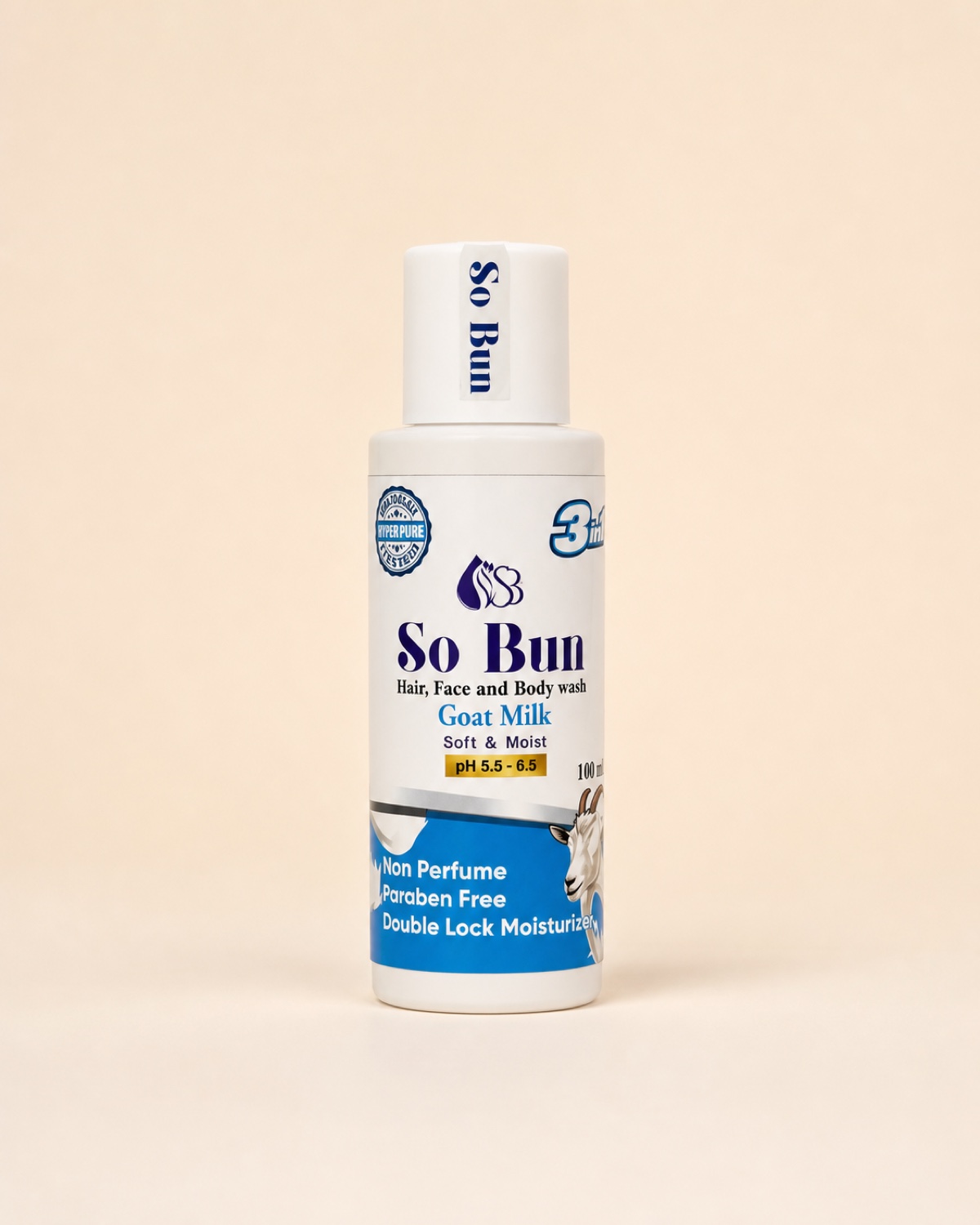 Foto produk So Bun 3 in 1 Hair, Face and Body Wash – Goat Milk 100 ml